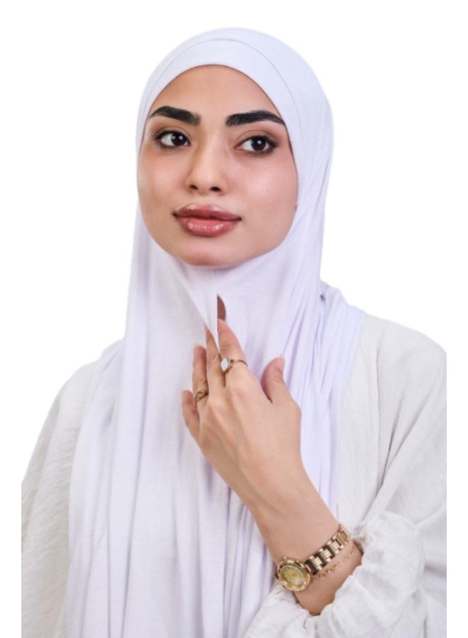 طرحة الجيل القطن الفاخرة ببندانة رباط مريحة - طول 2 متر، عرض 60 سم - ألوان سادة، خامة جيل بيور قطن 100% بدون خياطة. - Image 2